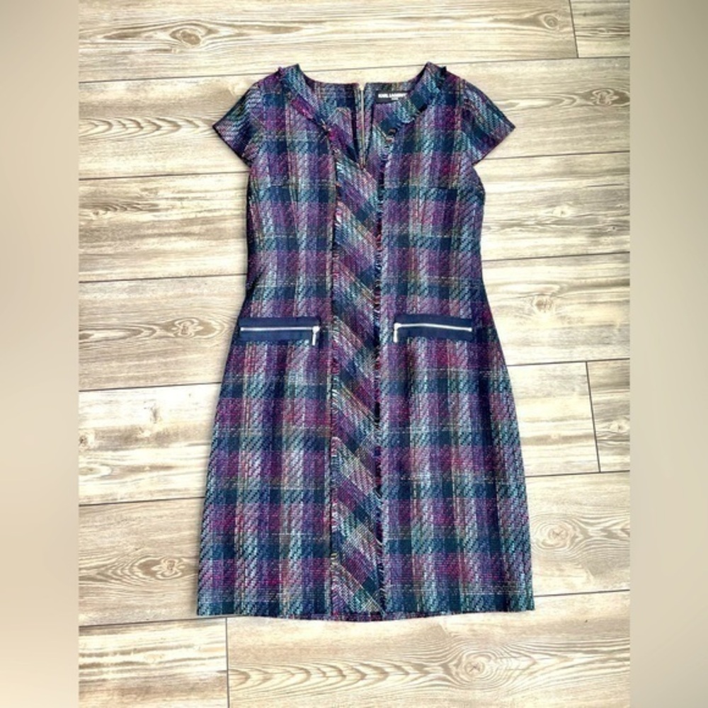 Karl Lagerfeld Paris Tweed Fringe Sheath Dress|  Size 8 NWT
